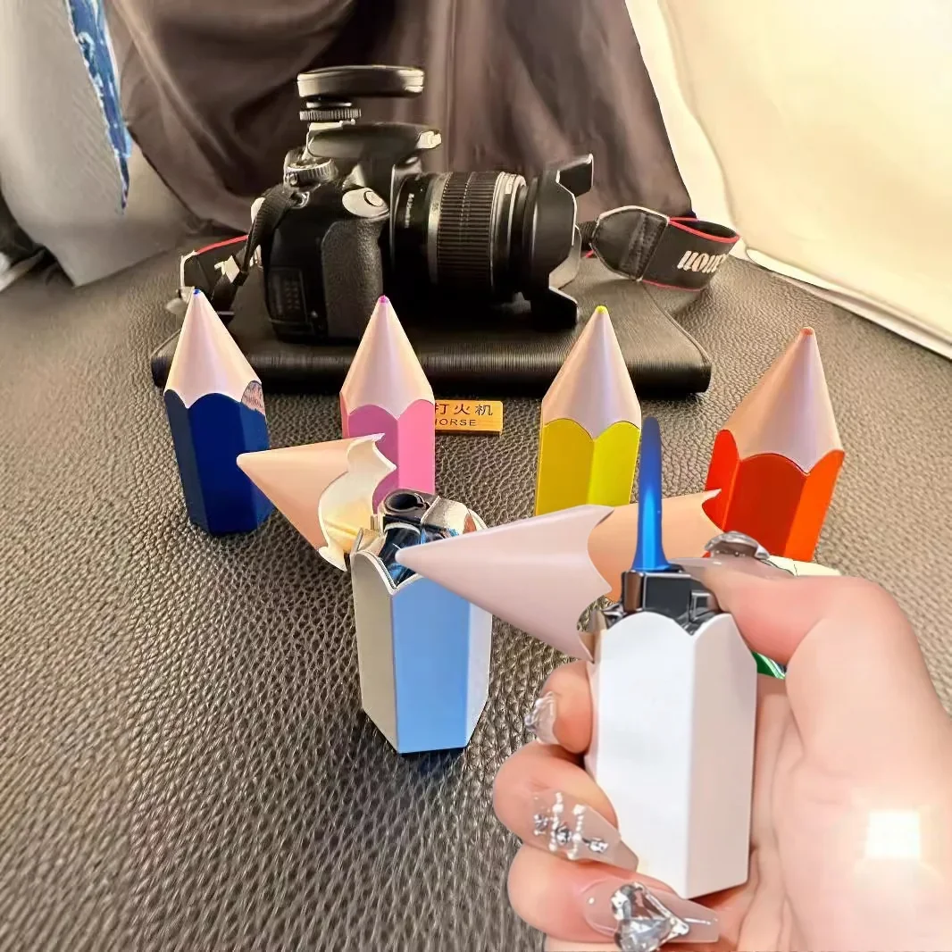 

Personalized Mini Cute Inflatable Lighter Windproof Jet Flame Pencil Portable Lighter Cigarette Accessories Smoking Gifts