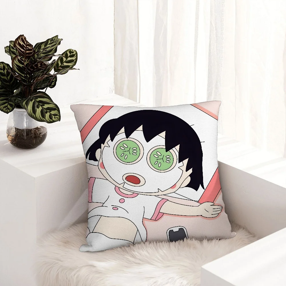 Cartoon Chibi M-Maruko-ChanS Pillow Case Plush Fabric Soft  Pillowcase Double Sided Print  Sofa Cushion Cover Throw Pillow Cover