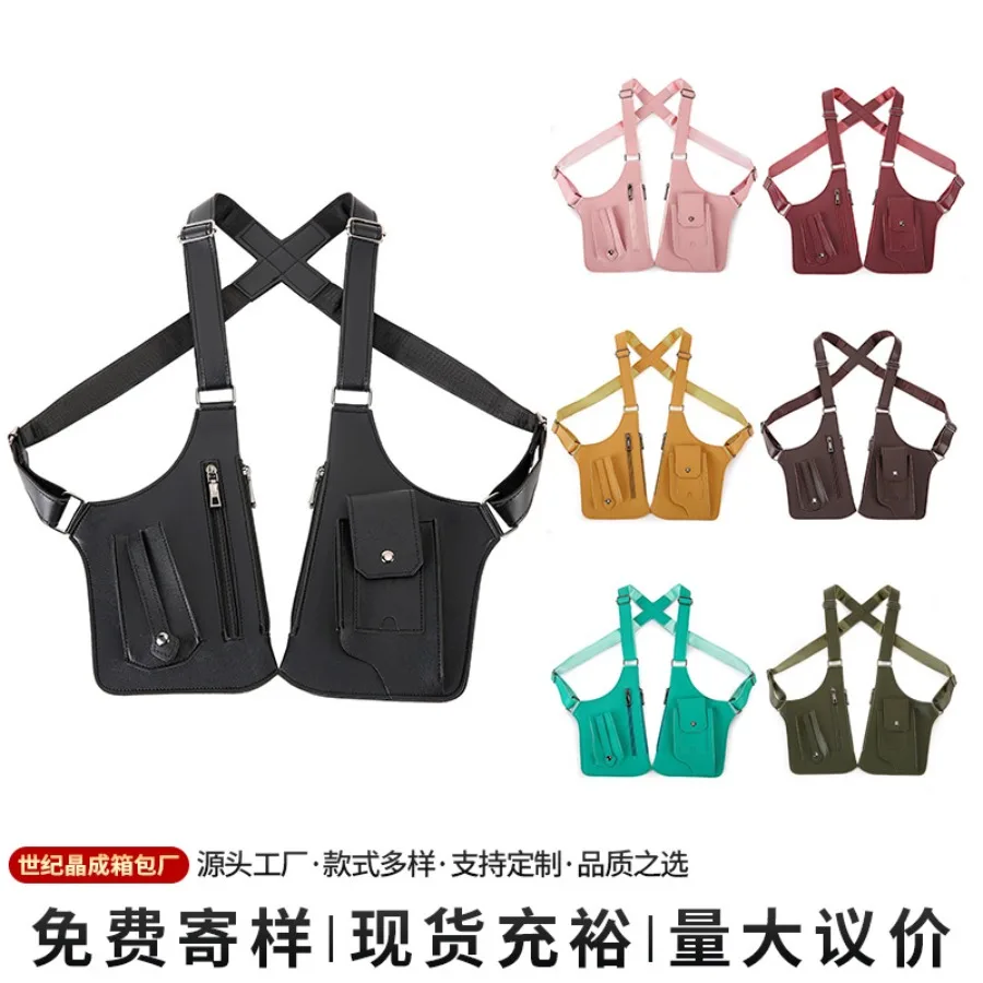 

【New style】- men's bag retro vest bag multifunctional shoulder bag outdoor mobile phone bag strap -body bag