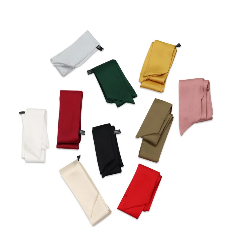 2026 Women's Spring Autumn Solid Small Scarf Silk Neck Scarf Bag Ribbon Accessory