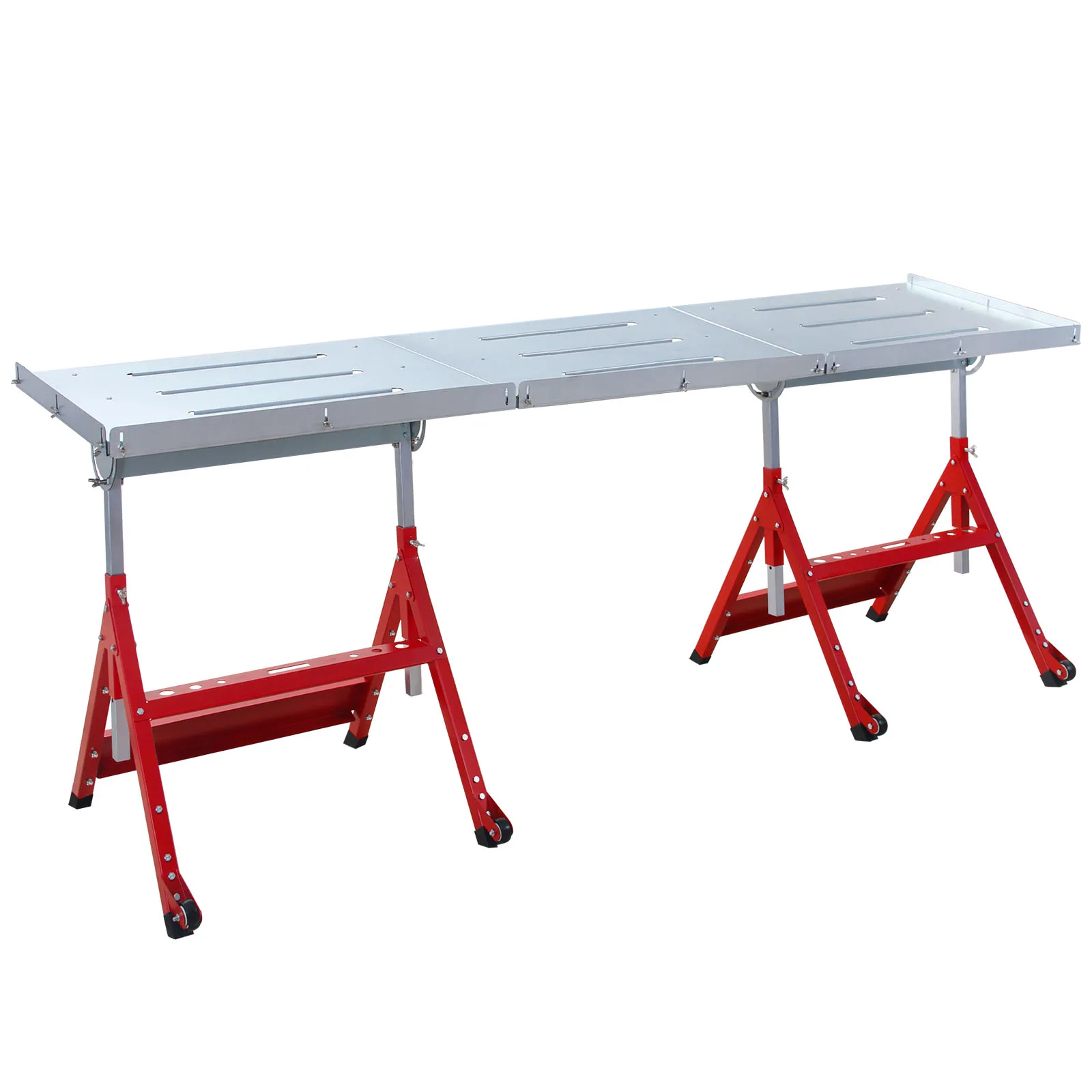 

Стальной сварочный стол с грузоподъемностью 400 фунтов, складной верстак с пазами для столешницы 1,1 дюйма, регулируемая высота