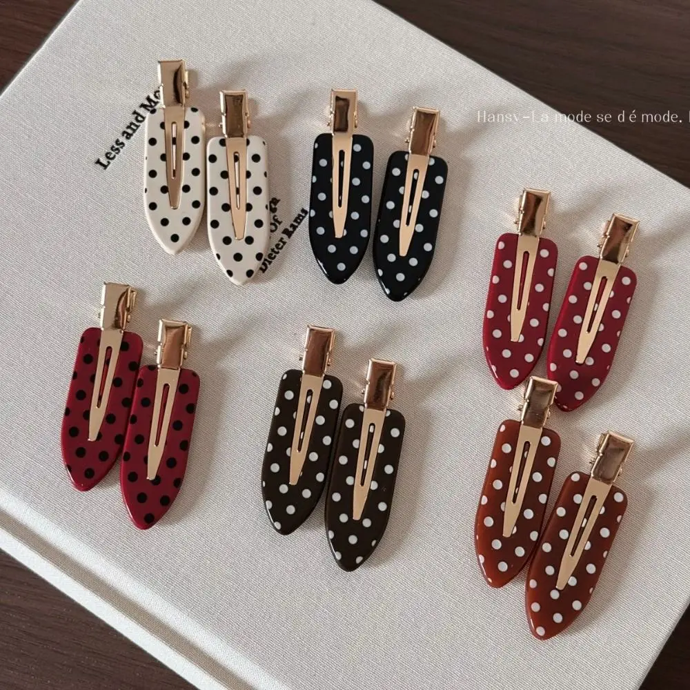 Cute Black White Polka Dot Hair Clip Acetic Acid Elegant Acetate Seamless Hairpin Non-Slip Wave Point Side Clip Work