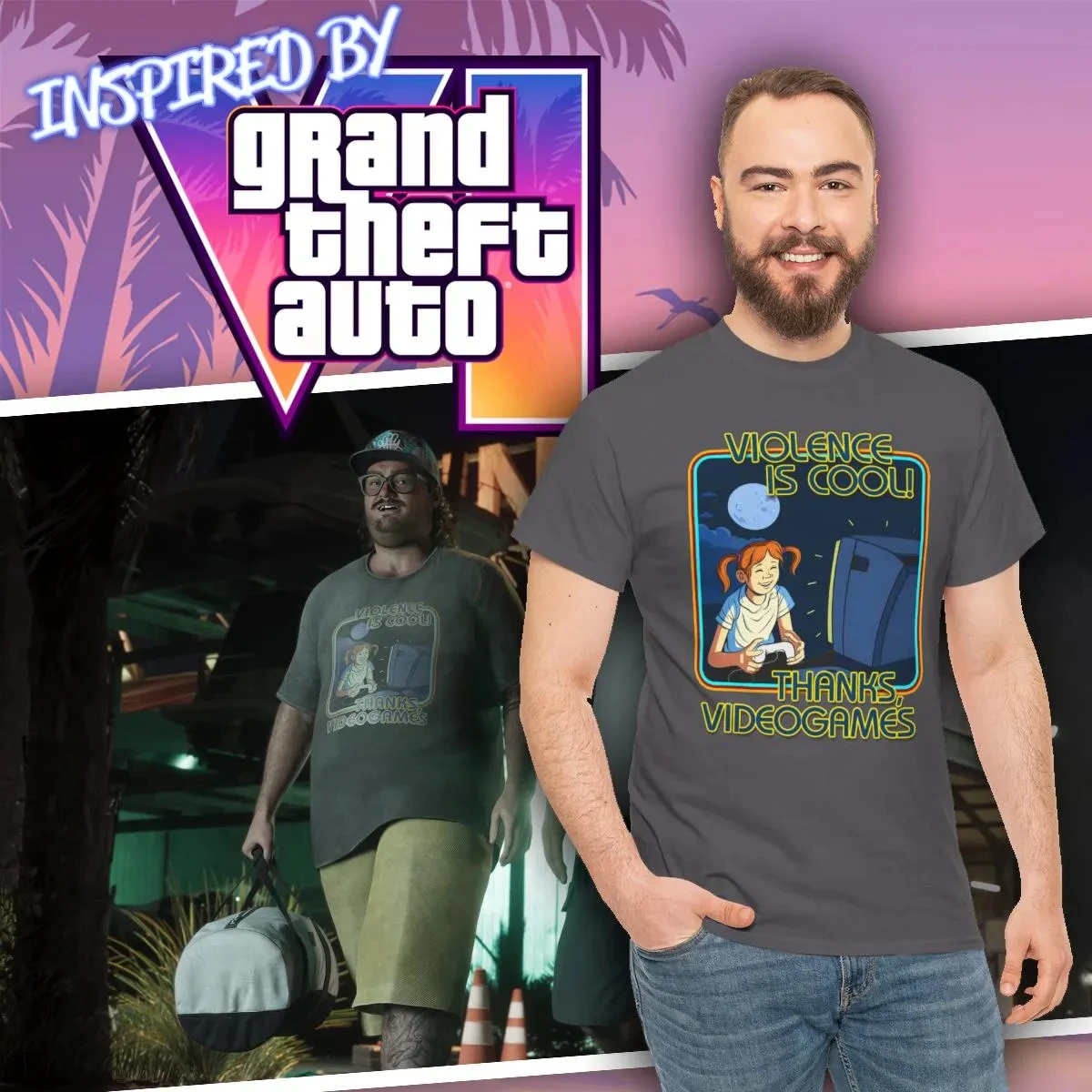 Gaming Console Old School - T-shirt Rétro Gaming « Violence Is