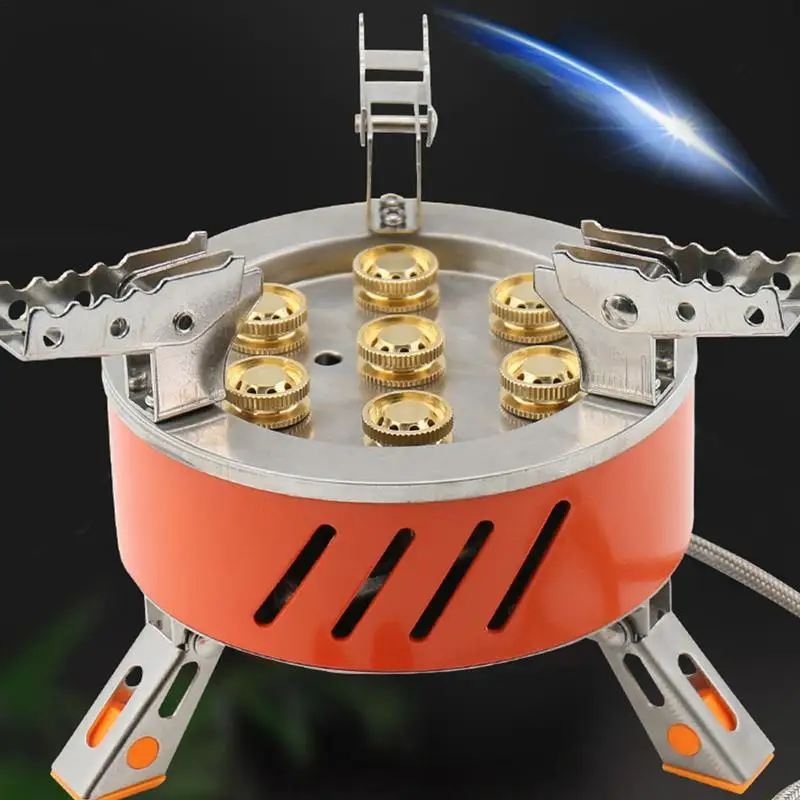 New Camping Cook Stove 17800W Outdoor Portable Stove With 7 Pure Copper Flame Nozzles Small Camp Burner Stove For BBQ Camp