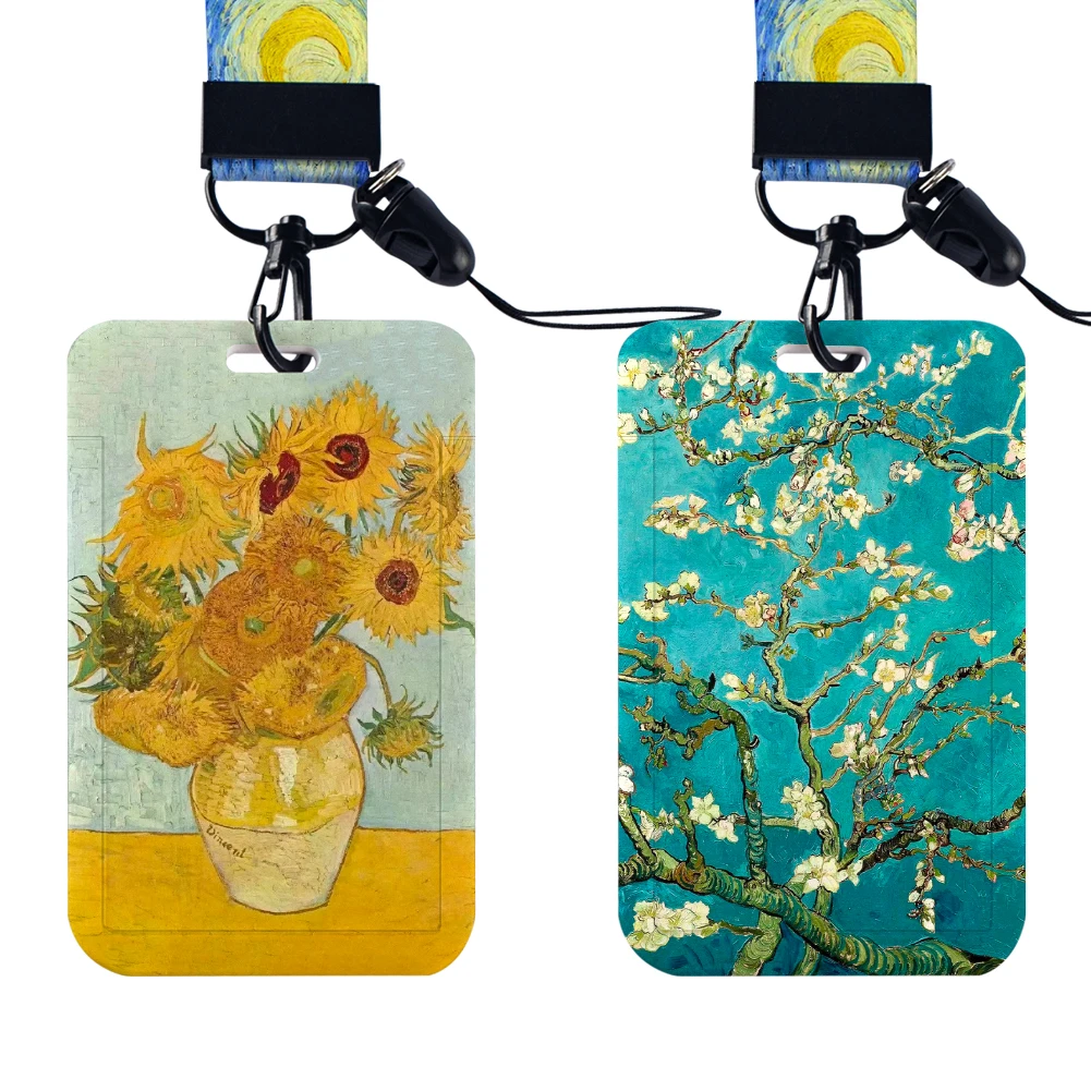 

Painter Sunflower W Card Holder Work Permit Name Badge Neck Strap Keychains Student Id Card Lanyard Holder Accessories