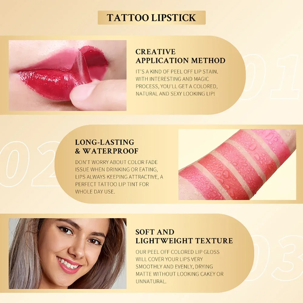 5 Colors Peel Off Lip Liner Tattoo Waterproof Long Lasting Matte Non-Stick Cup Lip Tint Sexy Red Contour Lips Make Up Cosmetics