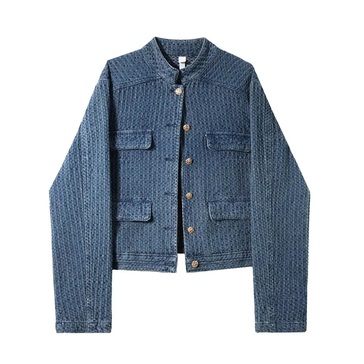 

2025 Xiaoxiangfeng denim jacket women's new spring short retro temperament stand-up collar blue top outer jacket