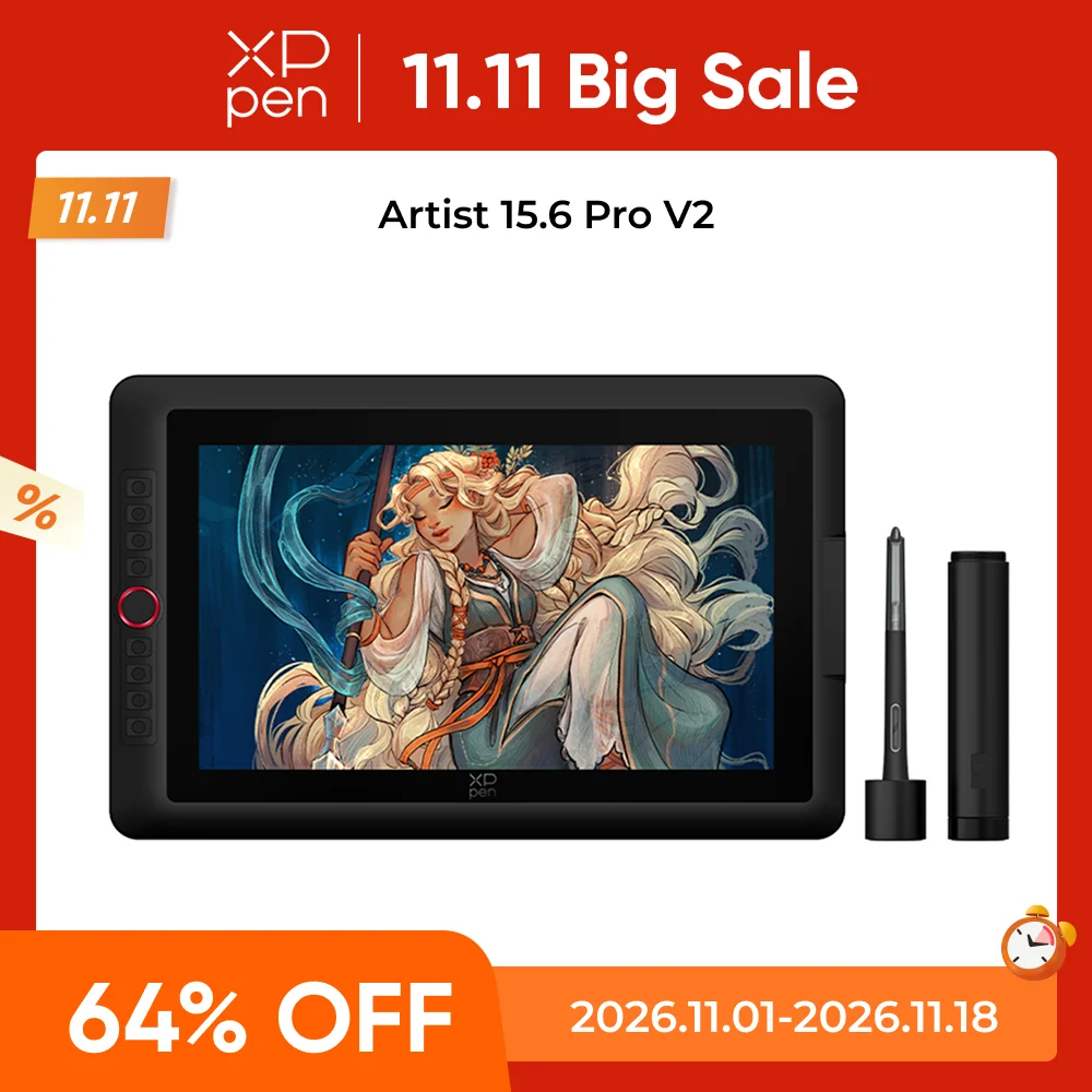 XPPen 아티스트 15.6 프로 V2 드로잉 태블릿 16K 압력 레벨 그래픽 모니터 디지털 애니메이션 드로잉 보드 아트 디자인 제작