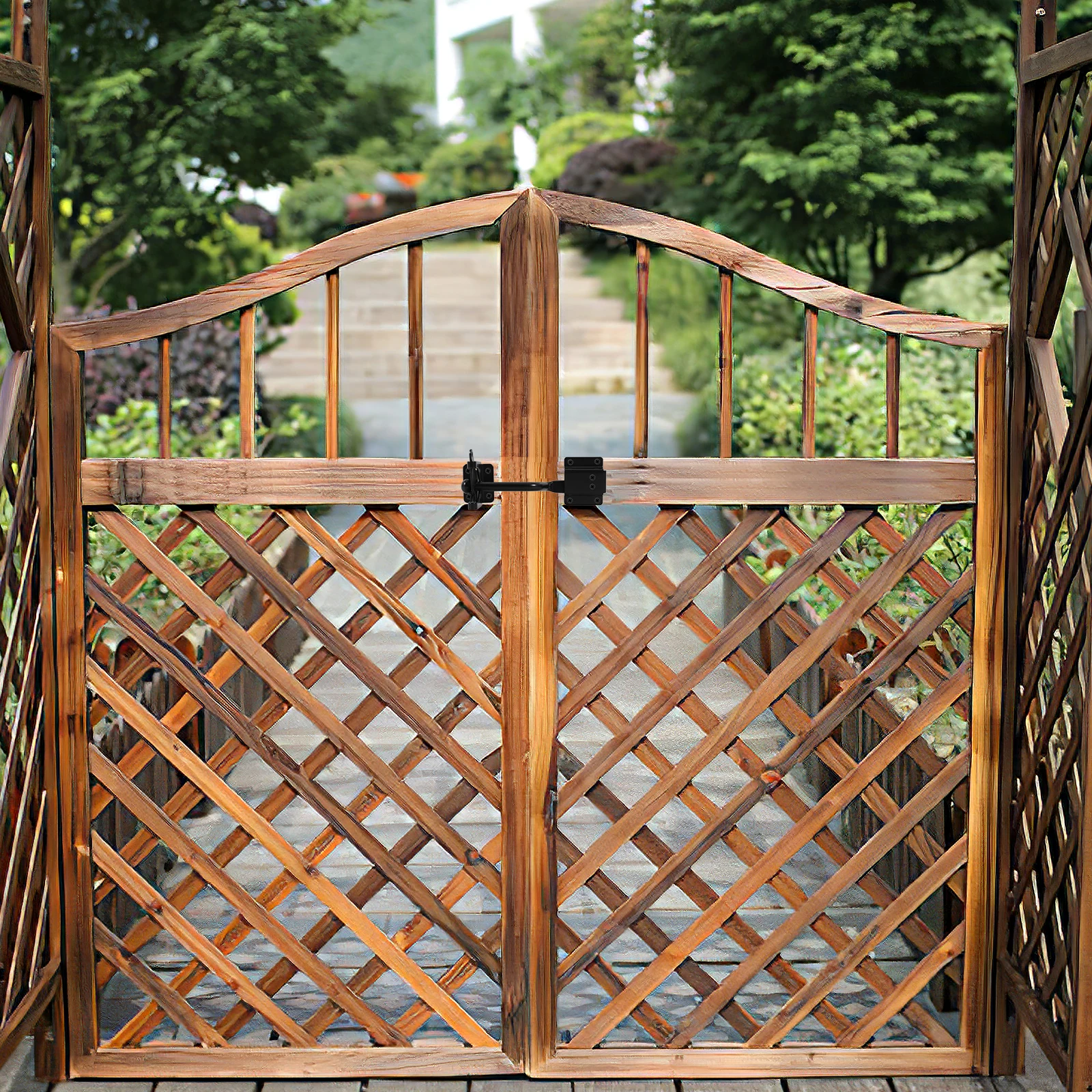 Heavy Duty Self-Locking Galvanized Finish Adjustable Cable Pull Outdoor Pool Garden Flip Metal Barn Fence Hook Lock Door Latch