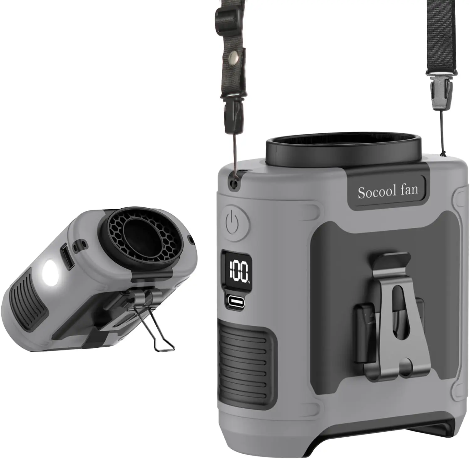 

Cooling fan waist hanging portable waist clip USB charging outdoor construction site cooling device