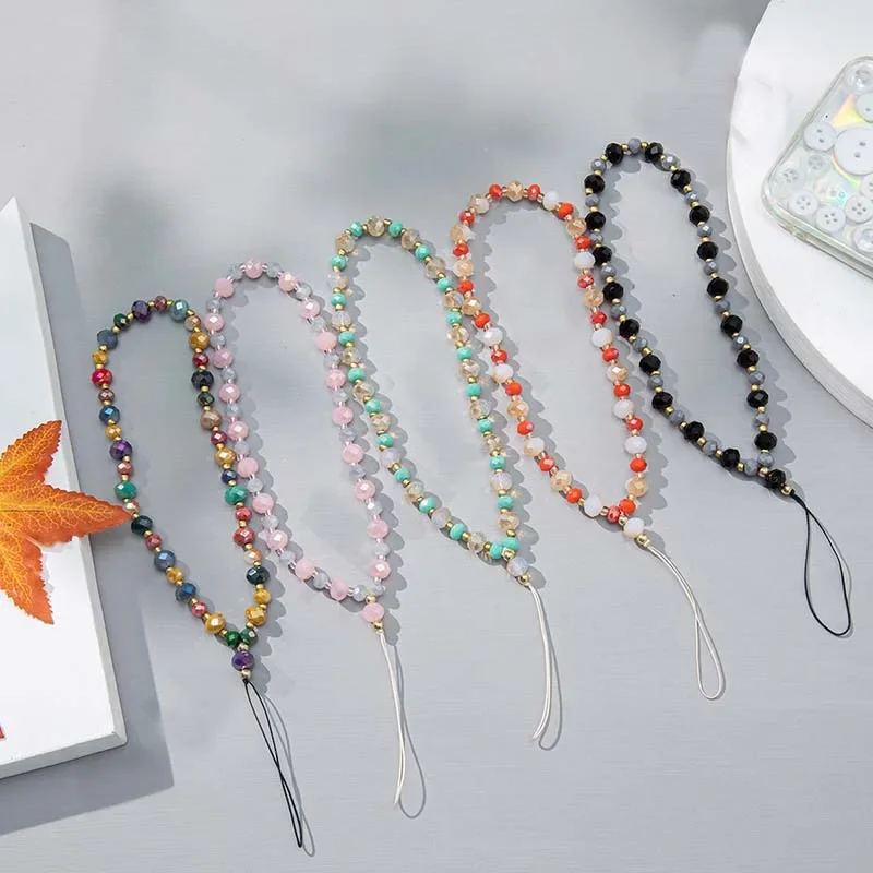 Creatieve Kristallen Kralen Telefoon Ketting Lanyard Sieraden voor Vrouwen Gift Mooie Boog Fringe Hanger Antislip Mobiele Telefoon Case Touw