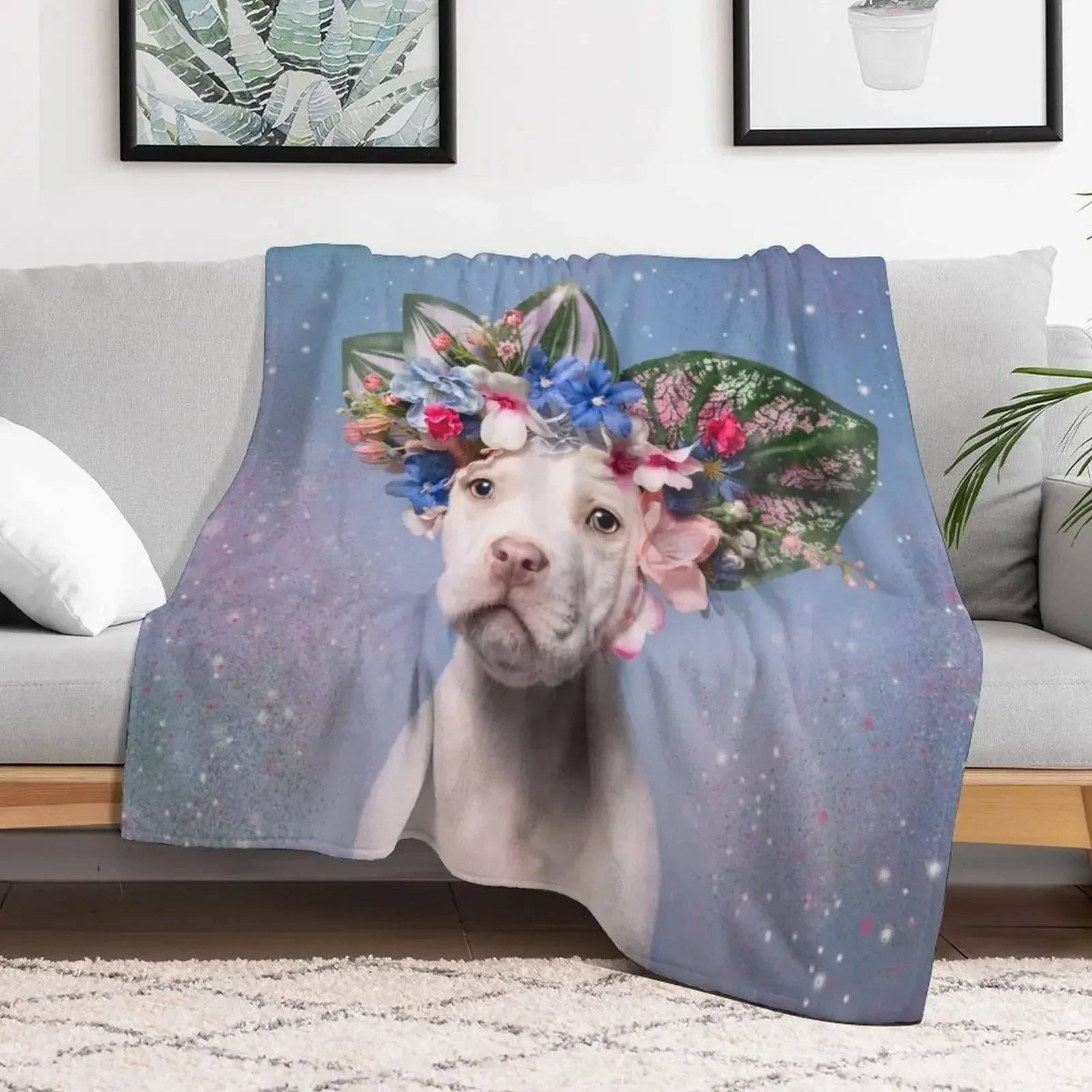 Pit Bull Flower Power, Apollo Throw Blanket Sofa Throw halloween for babies cosplay anime Blankets