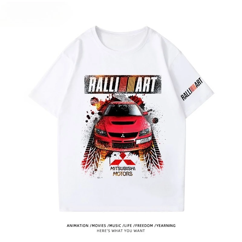 

Rally Modified Car T-shirt Men's Summer Comfortable Loose Short-sleeved Cotton Crew Neck Top Trendy Men's Clothing
