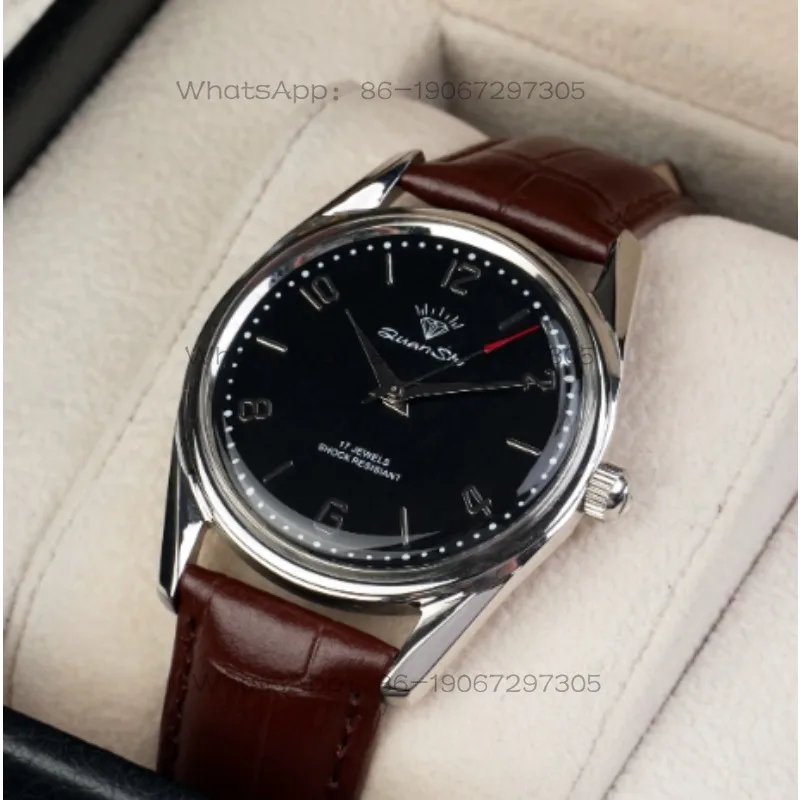 Men's watch retro winding solid steel belt watch test gift shock 17 diamonds