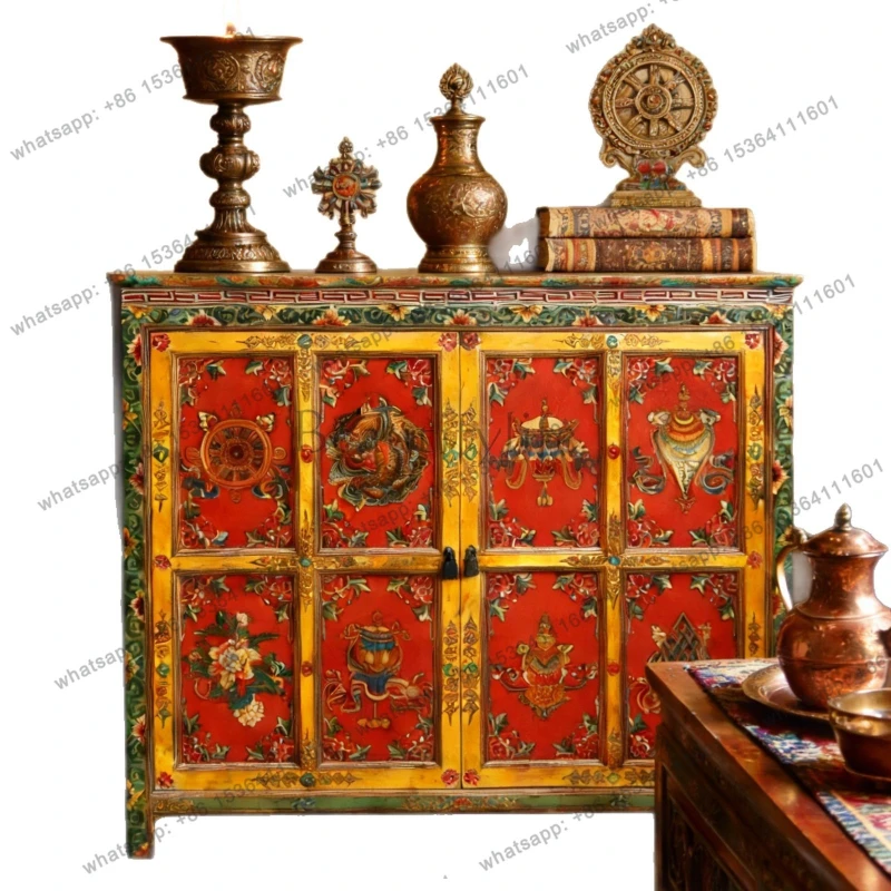 Retro old painted living room multi-drawer cabinet decoration locker