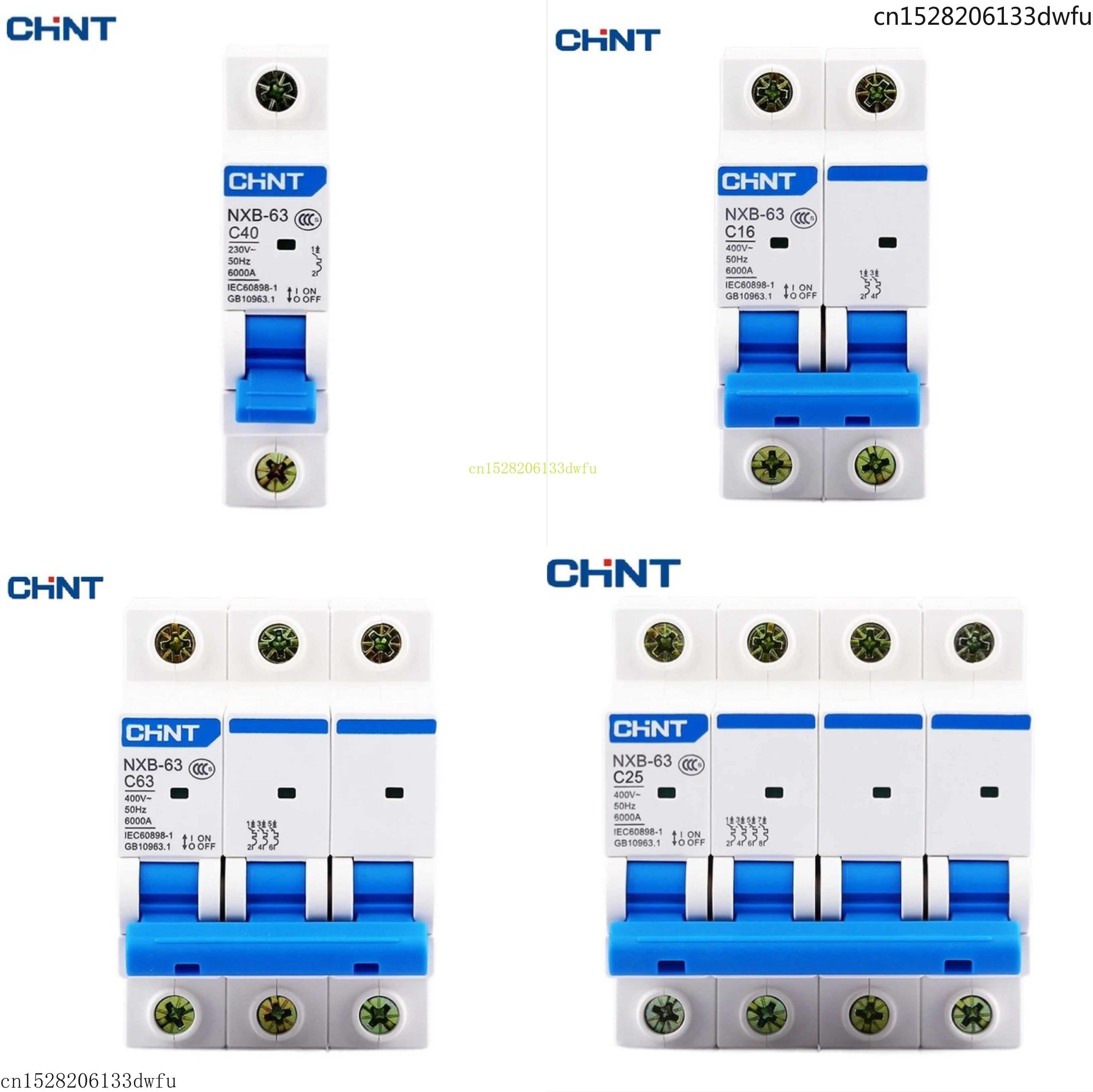 High Quality MCB NXB-63 1P 2P 3P 4P AC 230/400V 1A-125A Circuit Breaker DIN Rail Mounting Miniature Household Air Switch