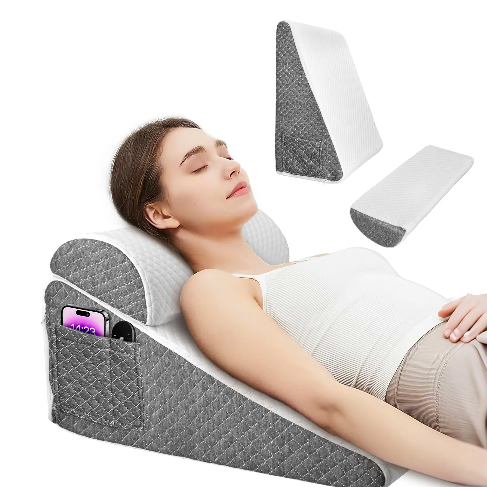 Oreiller en mousse à mémoire de forme pour dormir, oreiller triangle, positionneur de corps, doux, élévation des jambes, instituts de taille, 12 po