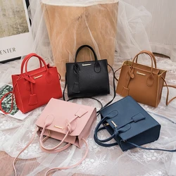 Simple fashion women small bag cheaper wholesale handbags PU leather ladies shoulder bags casual tote leather handbag