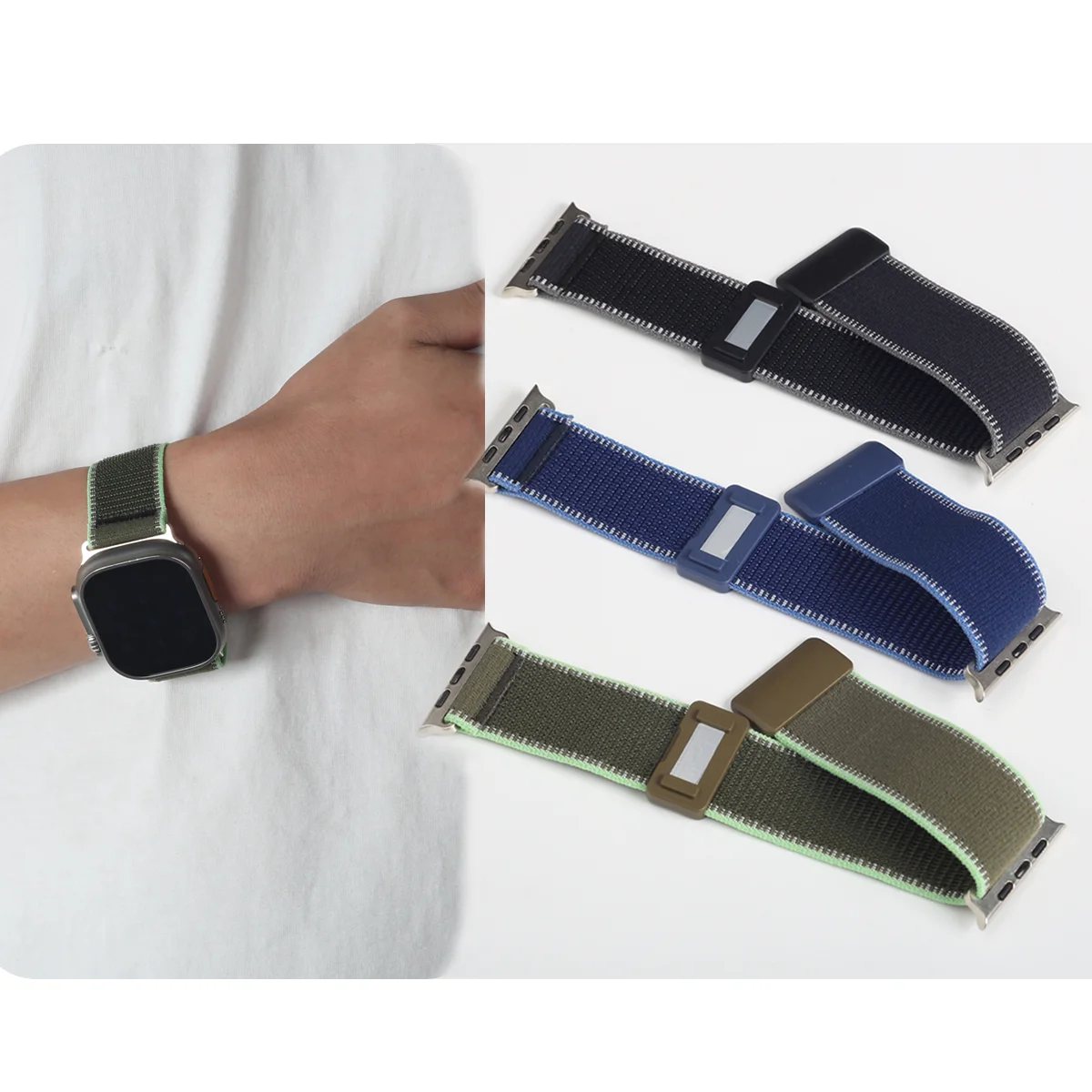 Correa magnética de nailon Trail Loop para Apple Watch Ultra3/2/1 Series11-1 SE3/2/1 Nike Hermès 38/40/41/42/44/45/46/49mm Correa deportiva