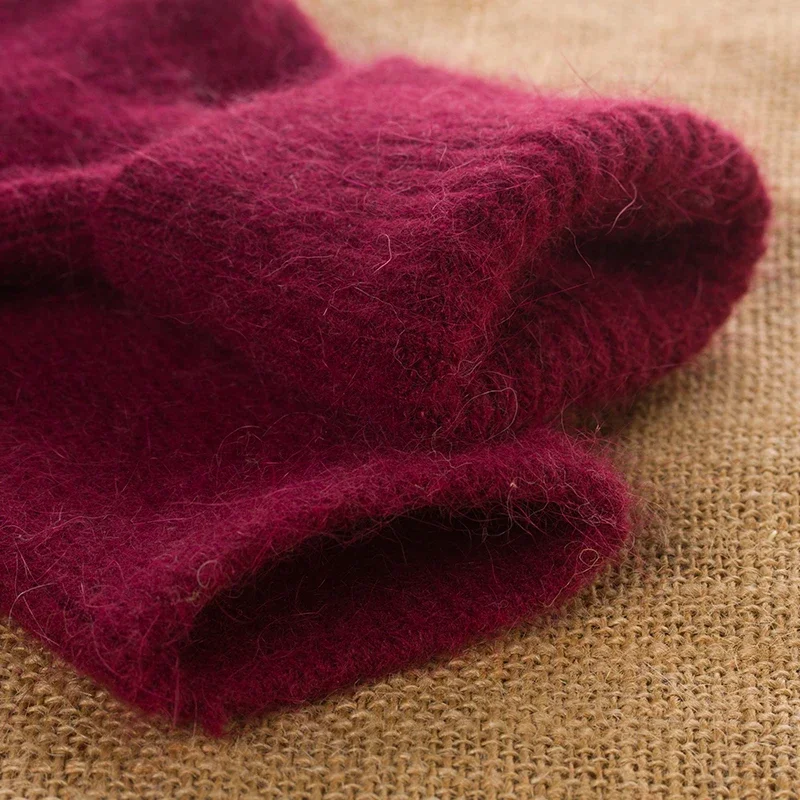Wool Socks women\'s female Winter Warm Women Socks Super Thicker Solid Sheep Wool Against Cold Snow Thermal Socks Soft  1 Pairs