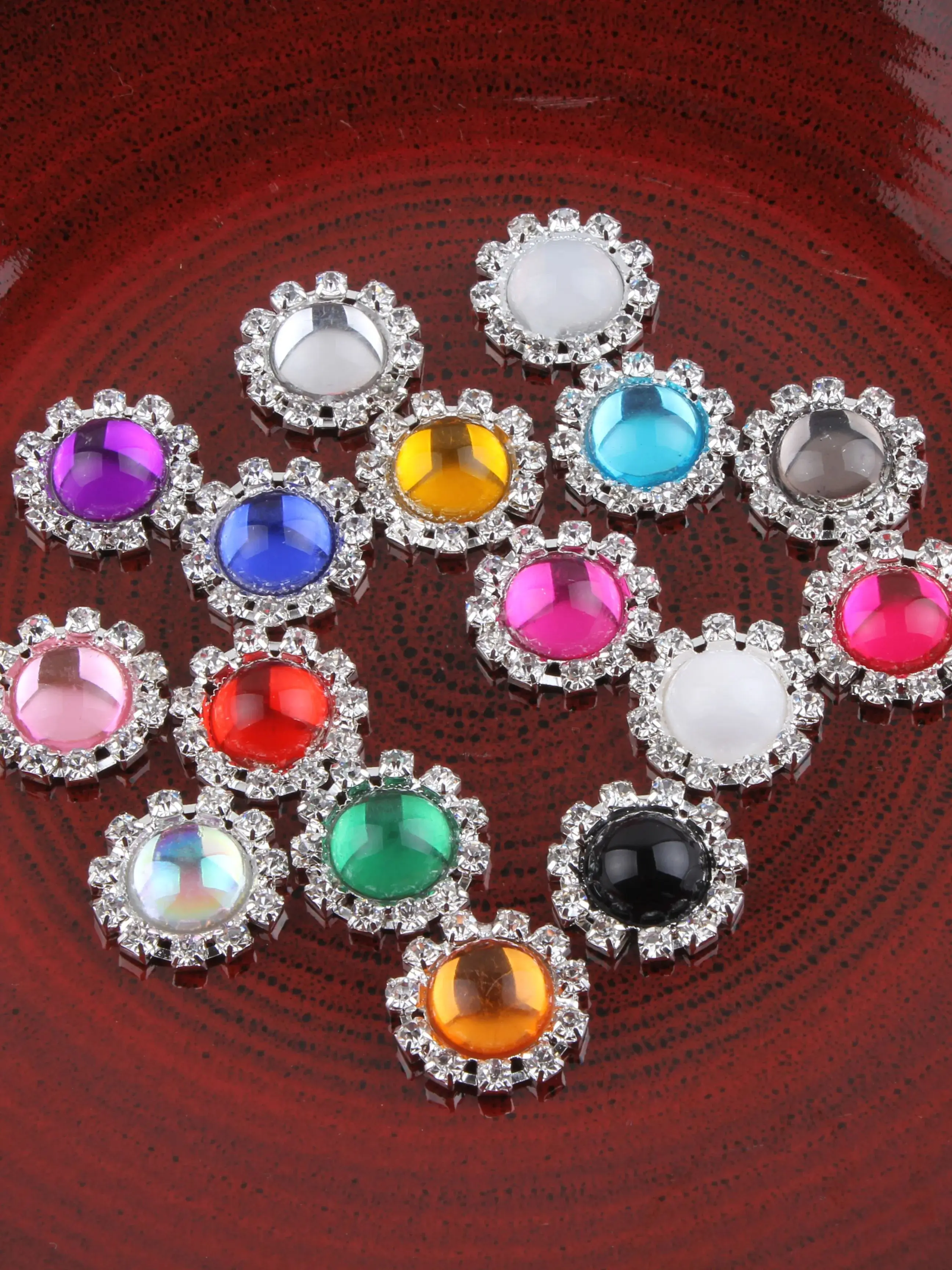 

(200PCS/LOT) 20MM 16Colors Transparent DIY Clear Alloy Round Flatback Rhinestone Button Metal Crystal Wedding Decorative Buttons