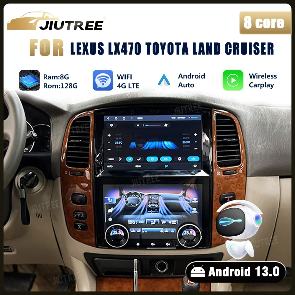 

Android 13 для Toyota Land Cruiser 100 LC100 Lexus LX470 2002-2007, автомобильный радиоприемник, мультимедийный видеоплеер, Carplay, авто GPS-навигация