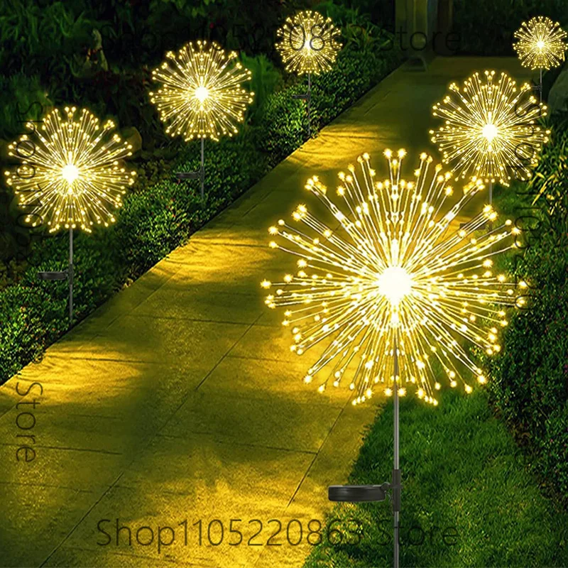 Solar floor smoke lamp dandelion string outdoor waterproof lawn courtyard garden decoration