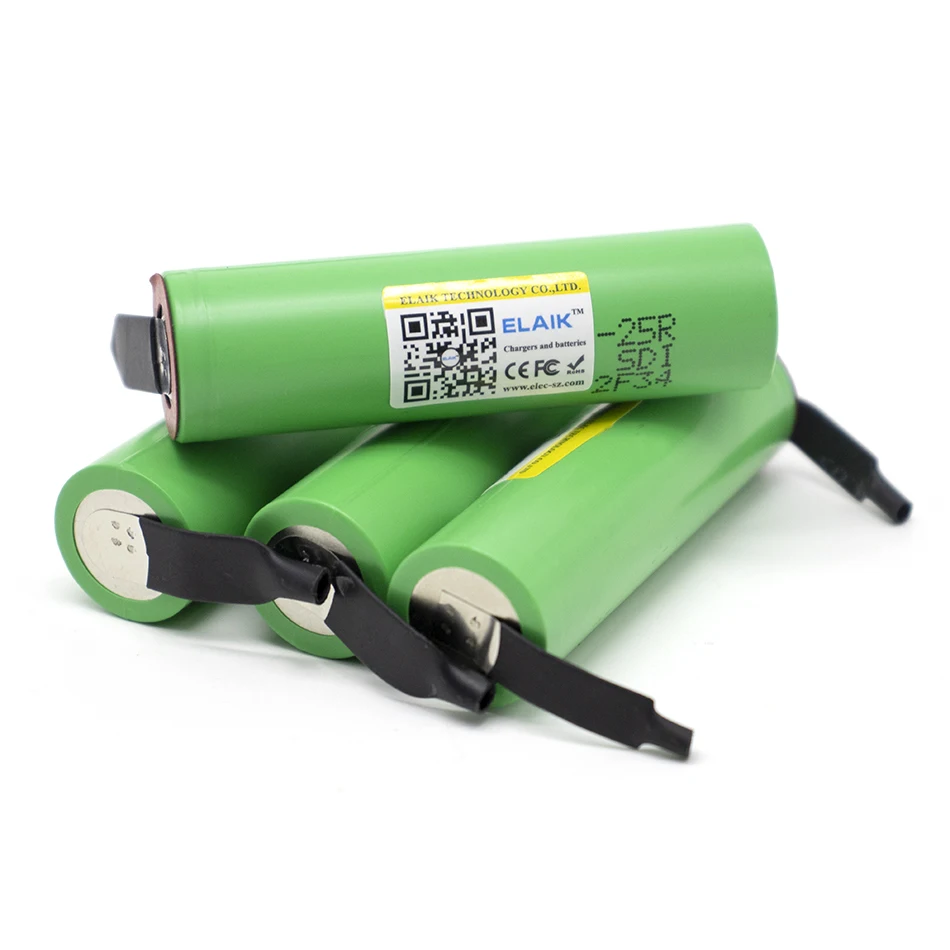 Batería recargable de alta corriente para destornillador, herramienta de níquel soldado, 18650, 2500mAh, 3,7 V, INR18650, 25R, novedad