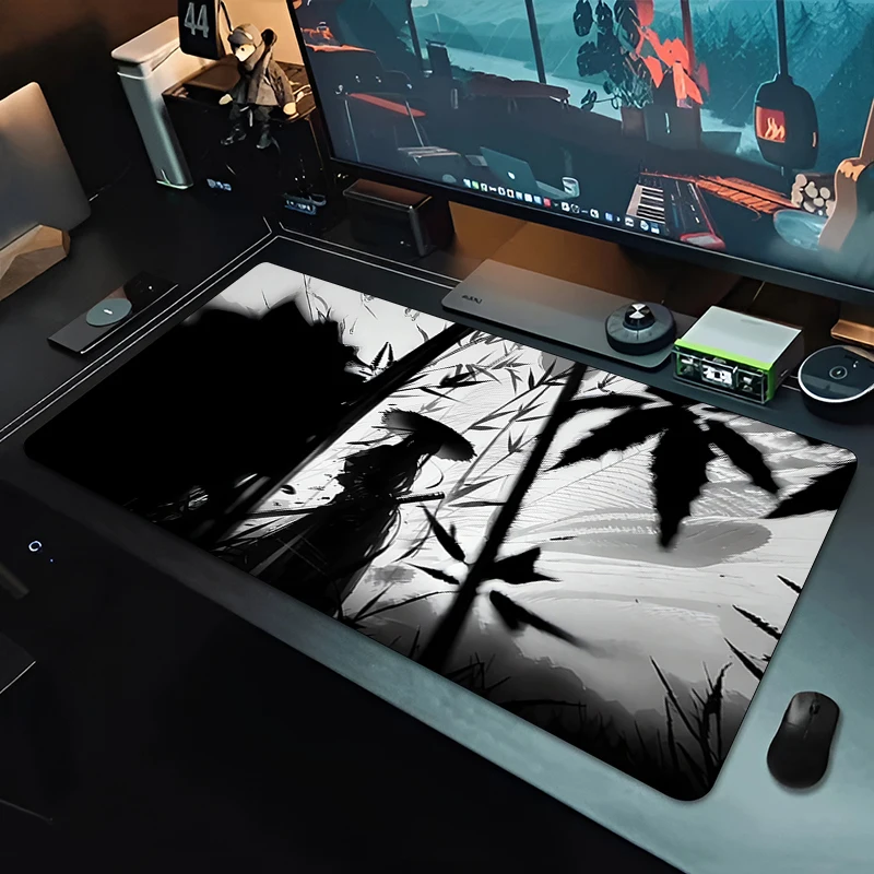 Extended Keyboard Desk Mat Samurai Warrior Japanese Mouse Pads PC Gaming Non-slip Locking Edge Gamer Large E-sports mouse pads