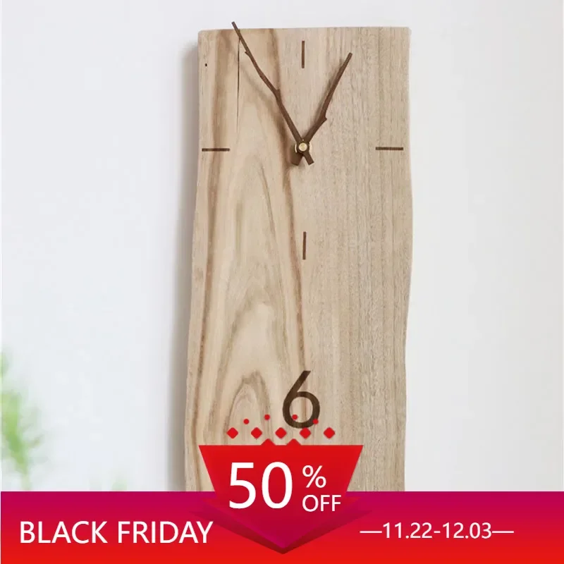 

Wood Personalised Decor Rustic Wall Clock Square Simple Nordic Room Decor Wall Clock Modern Design Saati Living Room HX50WC