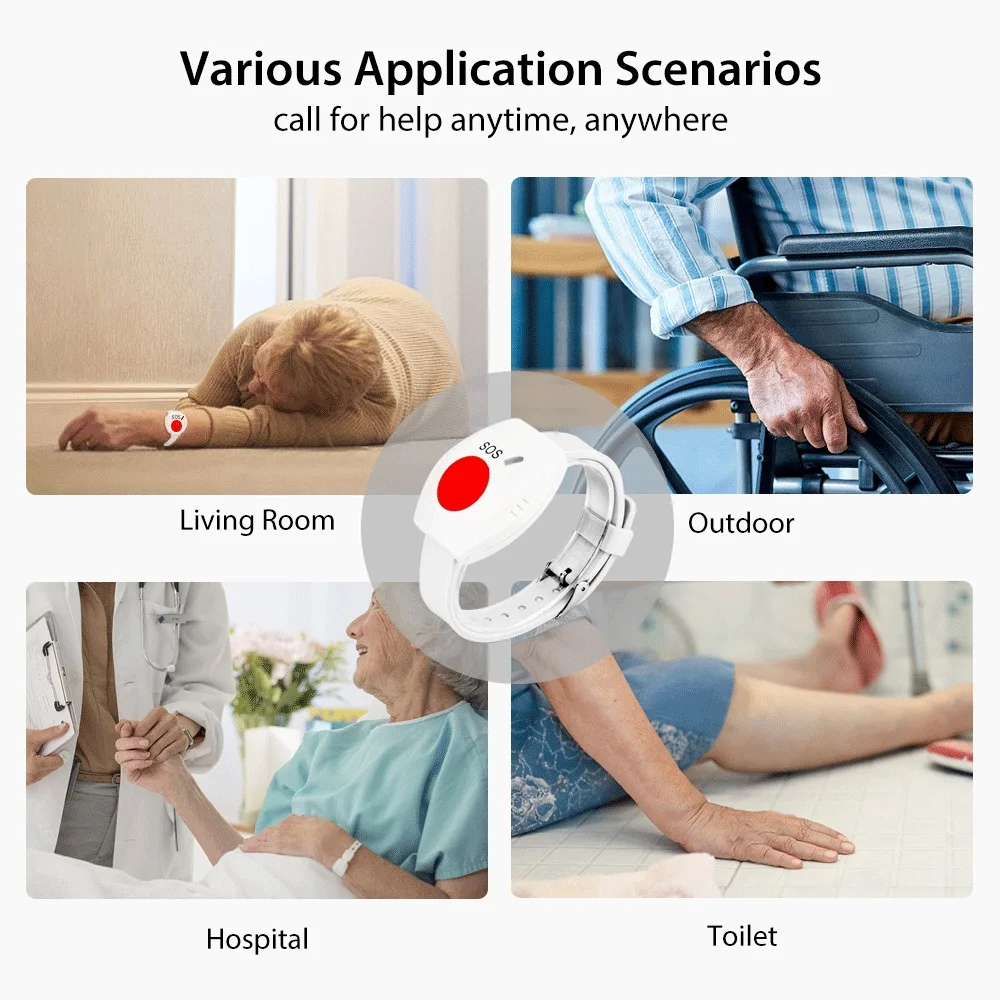TAIBOAN 433mhz SOS Emergency Panic Button Wireless Watch Bracelet For Old People GSM Home Security Alarm Sensor