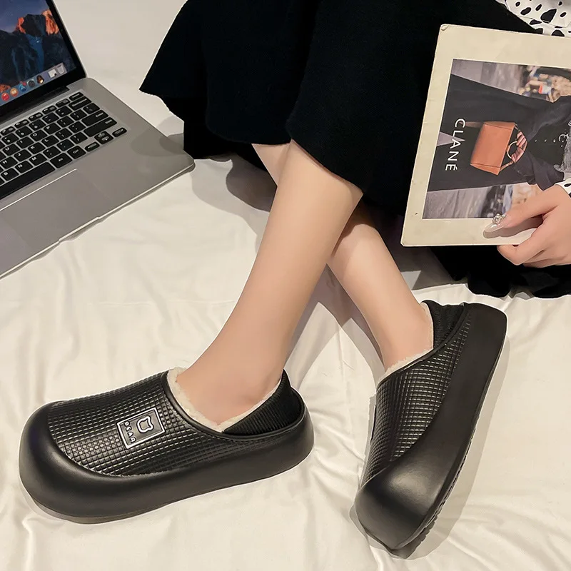 Winter Men Indoor Warm Slippers Plush Waterproof Anti slip Cotton Shoes For Women Slip-on Casual Snow Walking Loafers pantuflas