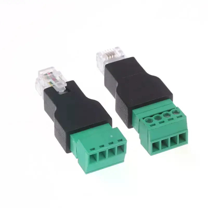 1/2Pcs 6P4C Male To 4 Pin Screw Terminal Converter RJ11 Ethernet Connector For Phone Receiver Extend Cable Adapter