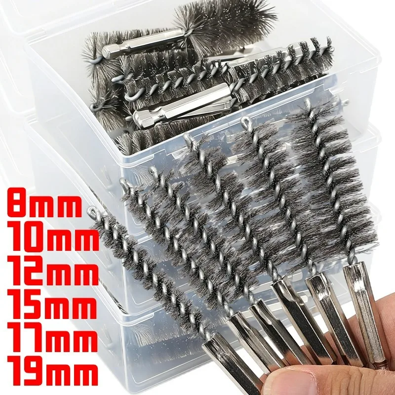 Hexagonal Handle Drill Cleaning Brushes Stainless Steel Drill Cleaning Brush Machinery Deburring Polish Washing Rust Removing