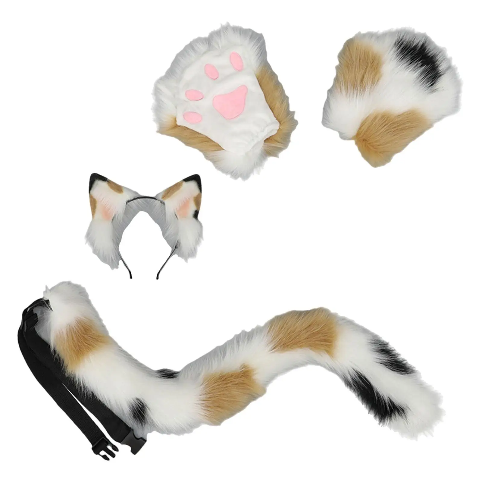 ذيل أذن القطط وذيل طويل مع حزام قابل للتعديل لإكسسوارات الشعر للأطفال