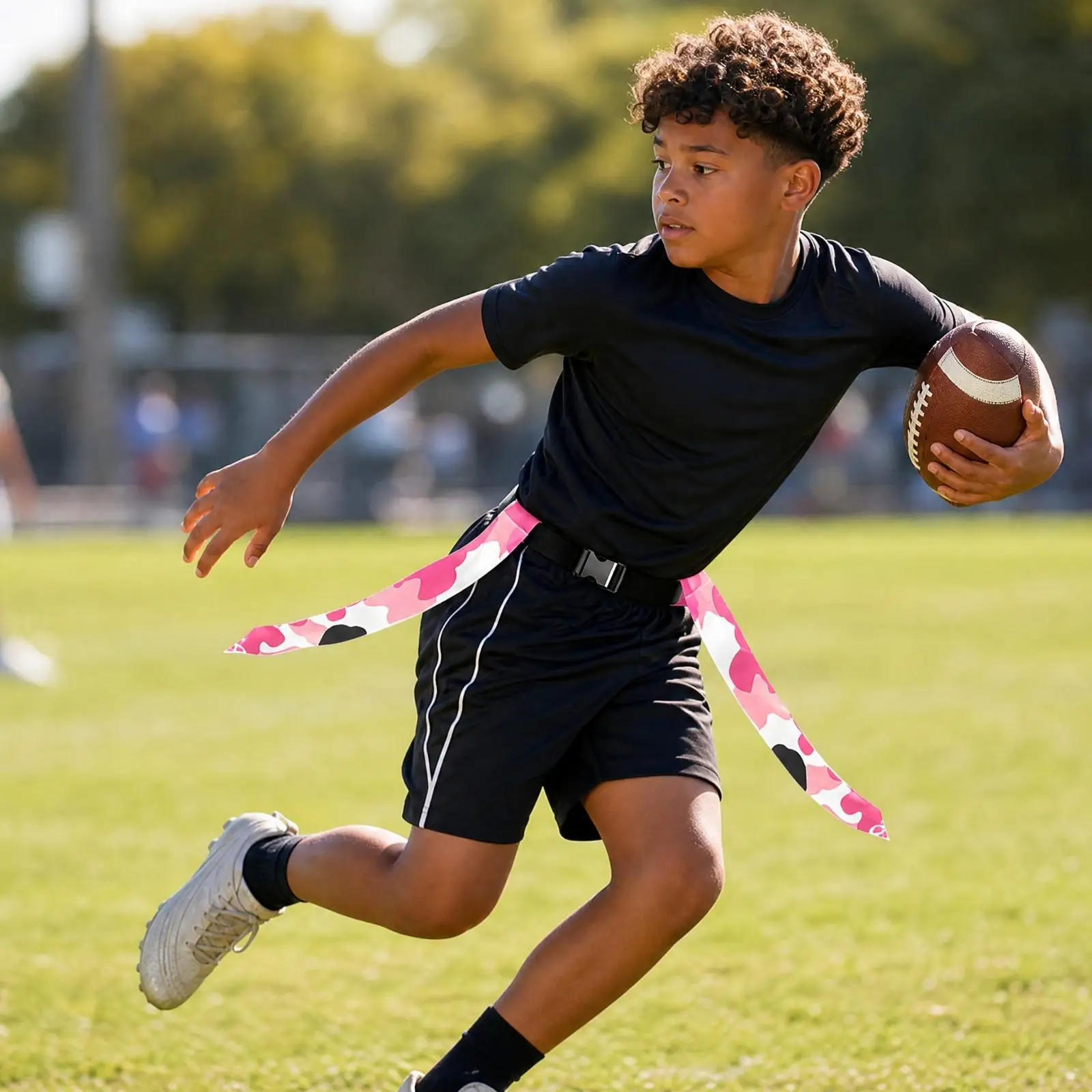 Universal Size Flag Football Belt with Buckle Closure and Mesh Flags for Team Drills