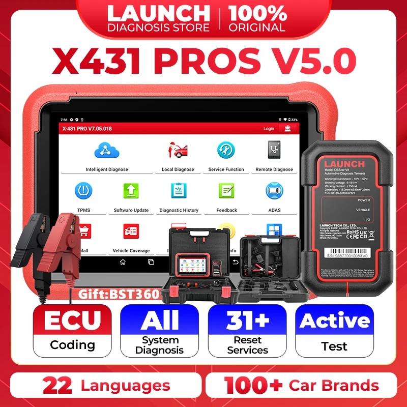 LAUNCH X431 PROS V5.0 Car Diagnostic Tools Automotive OBDII Scan Tool Auto Scanner OBD2 ECU Coding pk X431 V plus