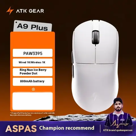 ATK Dragonfly A9 울트라 마우스 Paw3950 2 가지 모드 무선 마우스 8000Hz 경량 게임용 마우스 FPS 게이머 맞춤형 PC 액세서리