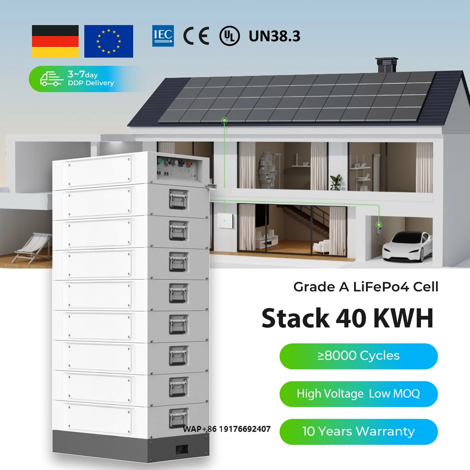 Dyness Stack 100 51.2v 100ah Battery Pack 15kwh 20kwh 30kwh High Voltage Lifepo4 Stackable Battery for Home Energy Storage