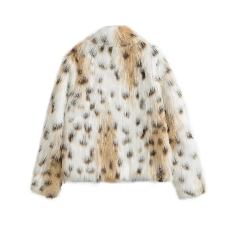 Mode Meisjes Nepbontjas Vrouwen Dikke Warme Bovenkleding Luxe Dame Straat Winter Losse Lange Mouwen Dier Luipaard Print Jas
