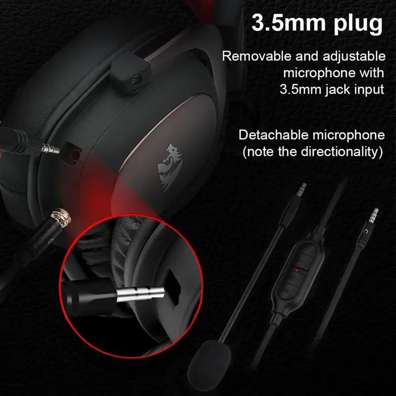 سماعة رأس REDRAGON H510 ZEUS 2 للألعاب مزودة بمنفذ USB وإلغاء الضوضاء، وميكروفون سماعة الرأس المحيطي 7.1 لجهاز PS5/4 Xbox One