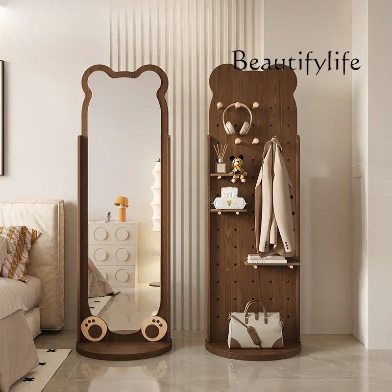 

Rotatable full-length mirror Home bedroom fitting floor-to-ceiling mirror Integrated mirror with hole plate coat rack