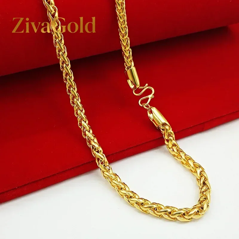 

ZivaGold 9999 24K real gold necklace for men's and women's gold fashionable jewelry, hollow Thai chain