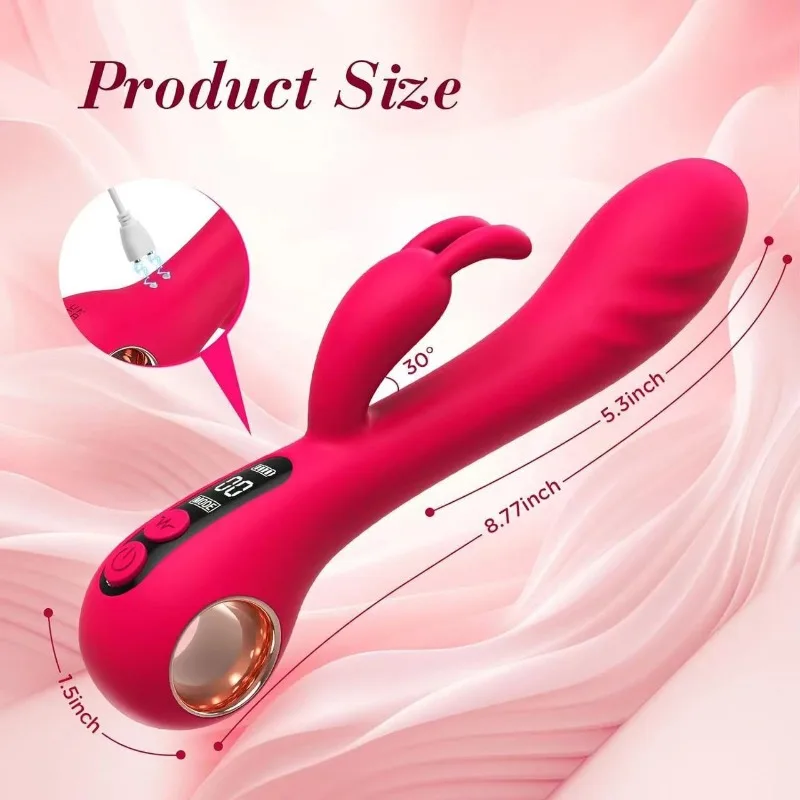 Vibrator Kelinci Digital Display Stimulator Titik G Klitoris Pemijat Puting Dildo Mainan Seks Masturbasi Wanita