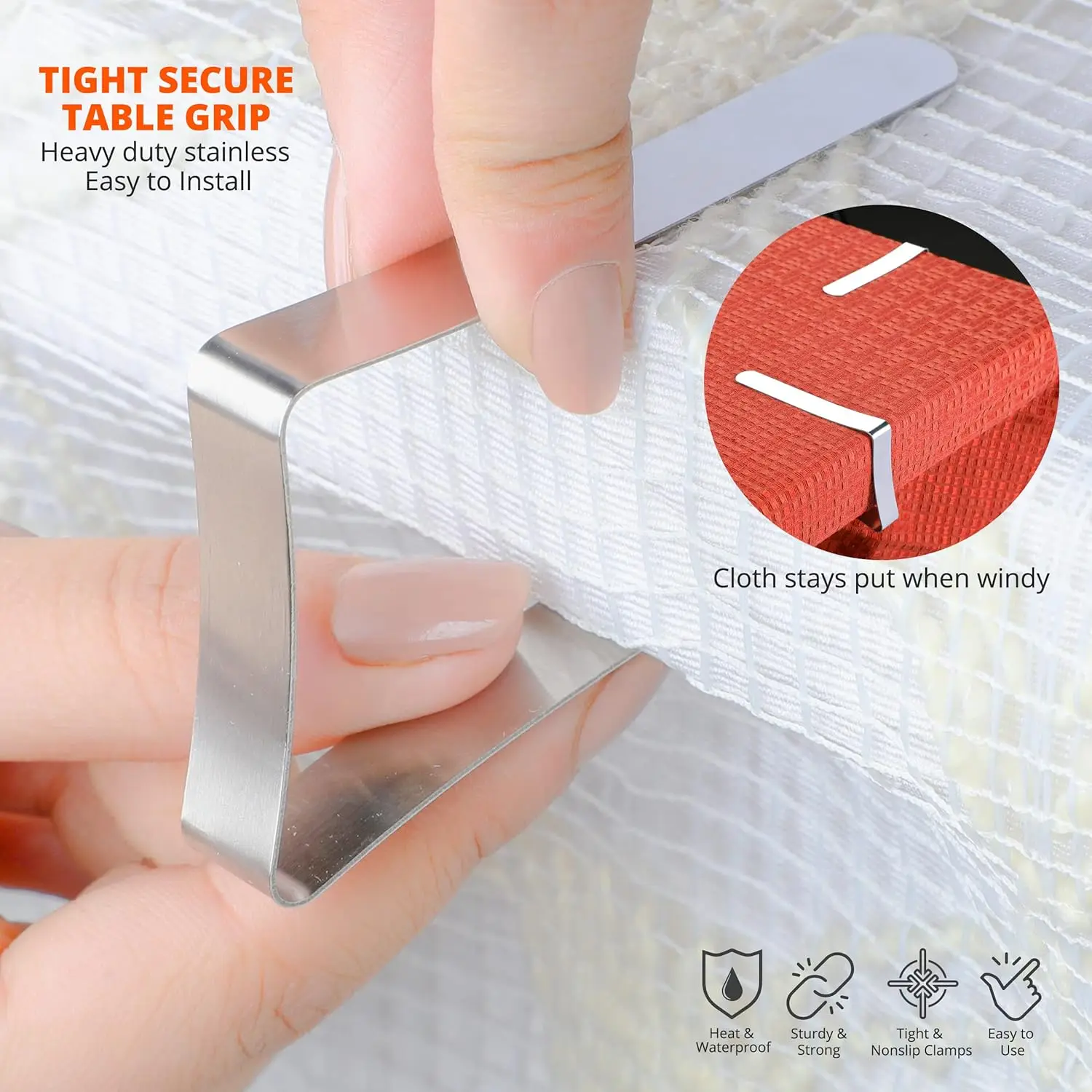 Stainless steel anti rust table clip, anti slip fixing clip, suitable for home, restaurant, party, dining table, outdoor picnic - view 4