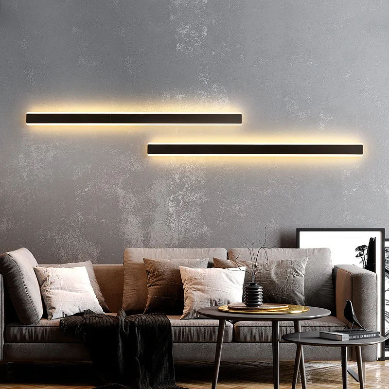 

40CM 60CM 24W Long strip led wall lamp Nordic line shape simple wall background wall bedroom bedside lamp