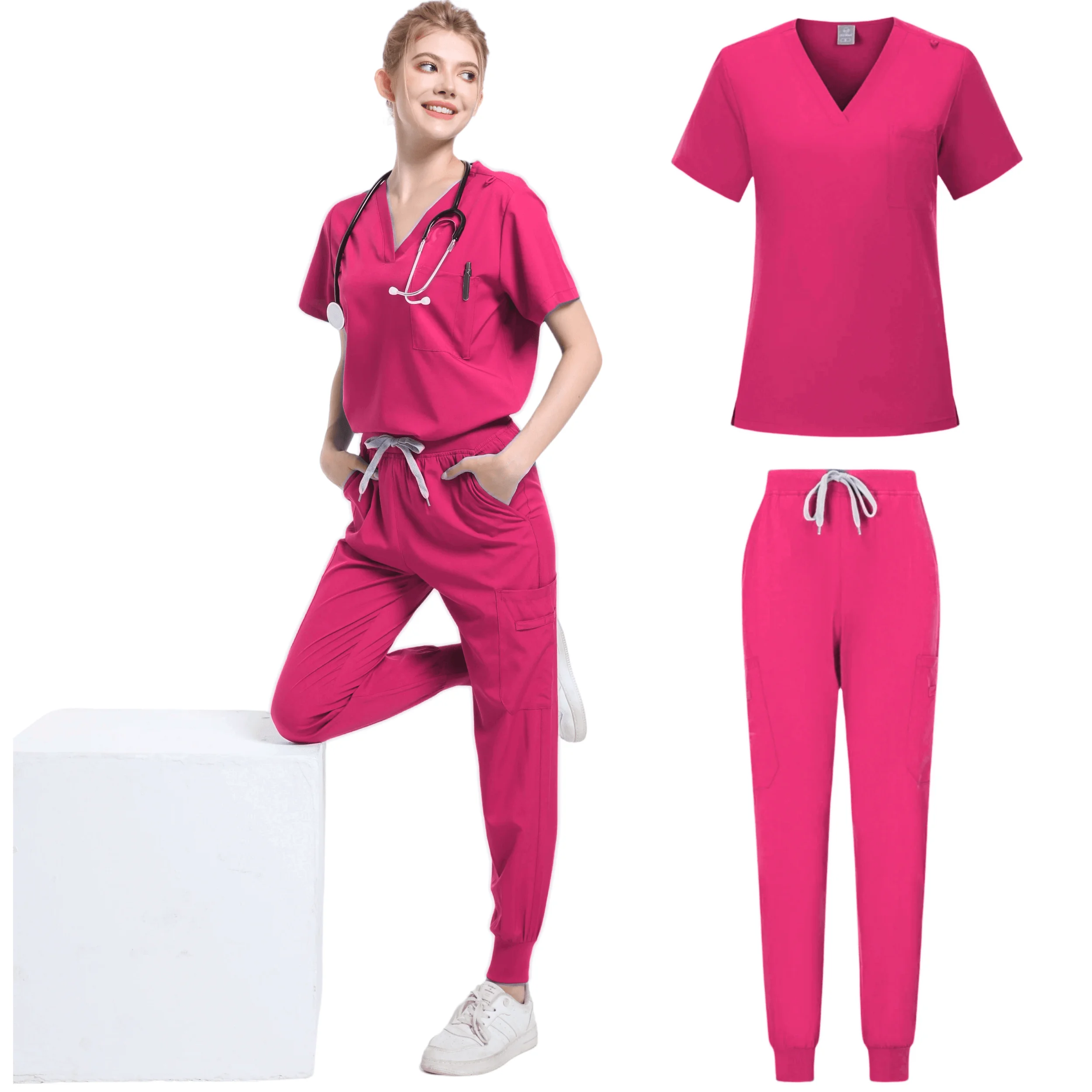 Uniformes médicos multicolores para mujer, uniforme de belleza para SPA, dentista, ropa de trabajo veterinaria, conjunto de fregado para clínica de