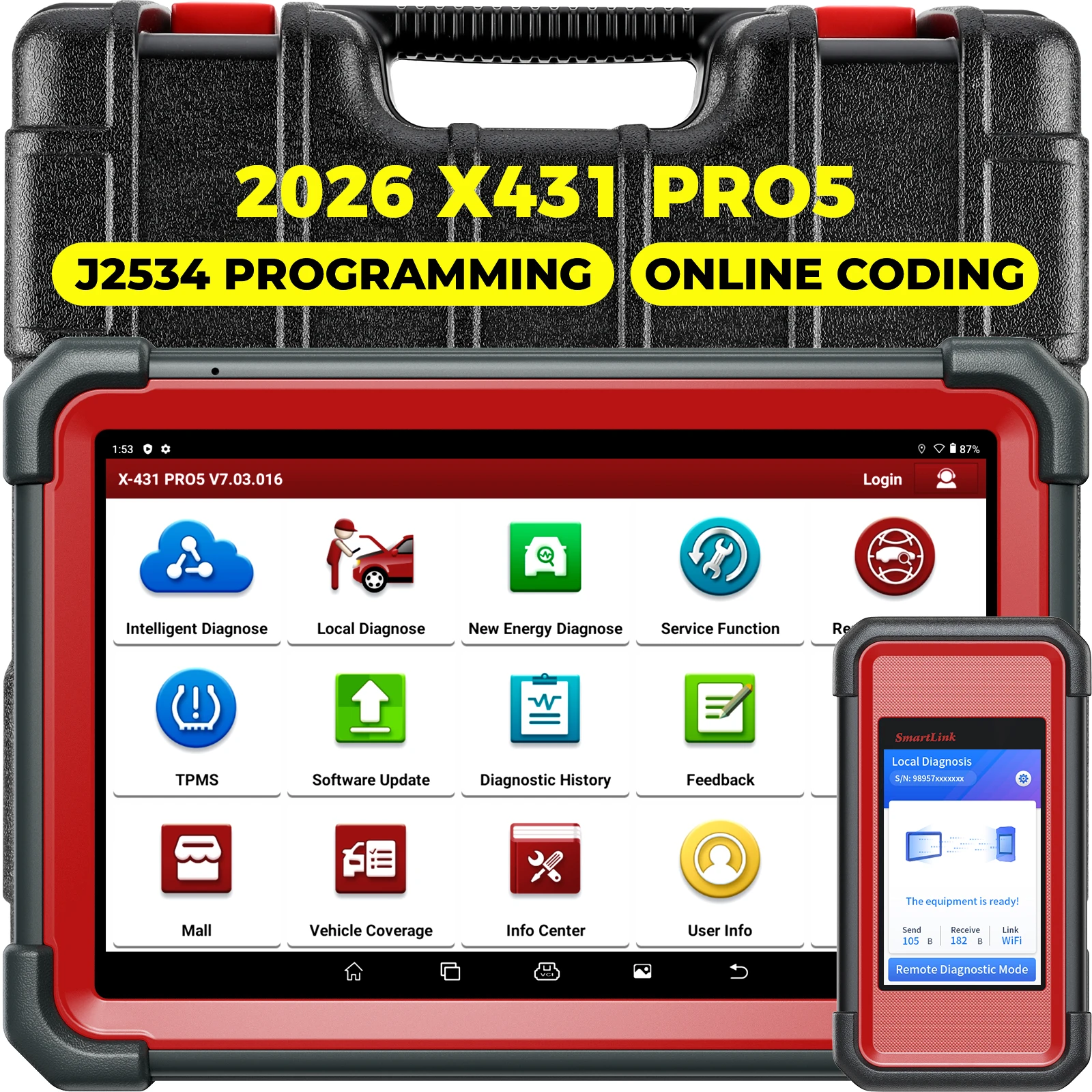 

LAUNCH X431 Pro5 Bidirectional OBD2 Car Diagnostic Tool, J2534 Programming Tool, No IP Restriction, 50+ Reset Functions, ECU Coding, Personalisation, Active Test, Immobiliser