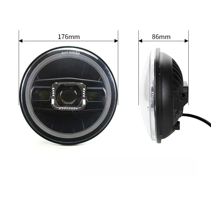 7 Inch LED Motorcycle Headlight with Tangent Lines for Harley Led Daytime Running Light Round Ring DRL Hi-Low Beam Super Bright