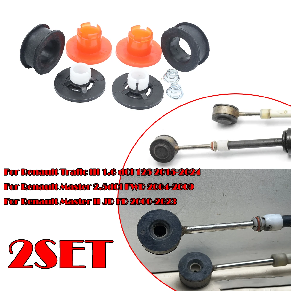 

2kit MT Gear Shift Cable Linkage End Rod Bushing Gearbox Shifter lever Connector For Renault Trafic III 1.6 dCi Master 2.5dCi II